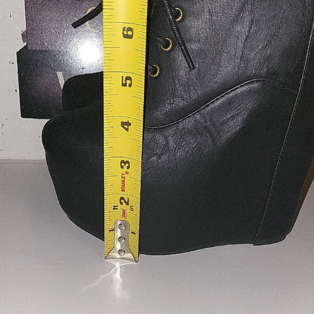 Jeffrey Campbell Damsel Black Lace Up Platform Wedge Boots, Sz 7.5 - Picture 10 of 11